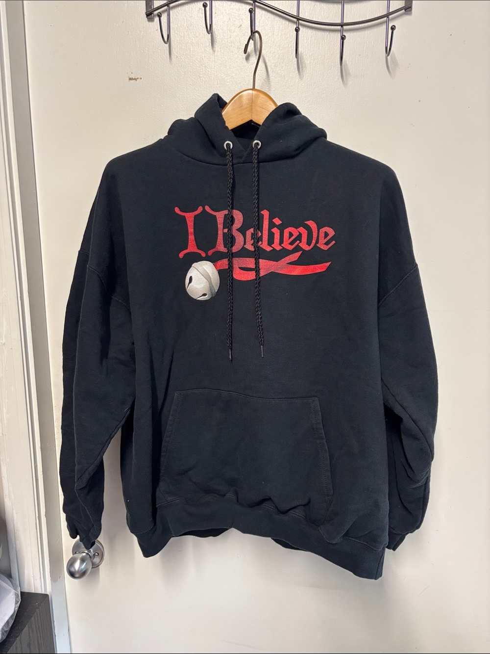 I Believe Black Graphic Hoodie - Men's Pullover Sweatshirt